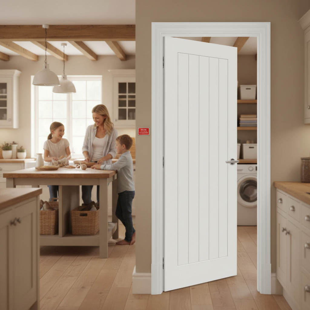 Premium Cottage Style Fire Door - FD30 Fire-Rated with Solid Core and Smooth MDF Finish