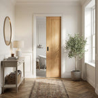 Oak Unfinished 100mm Pocket Door Set - Internal Pattern 10 1 Panel Framed