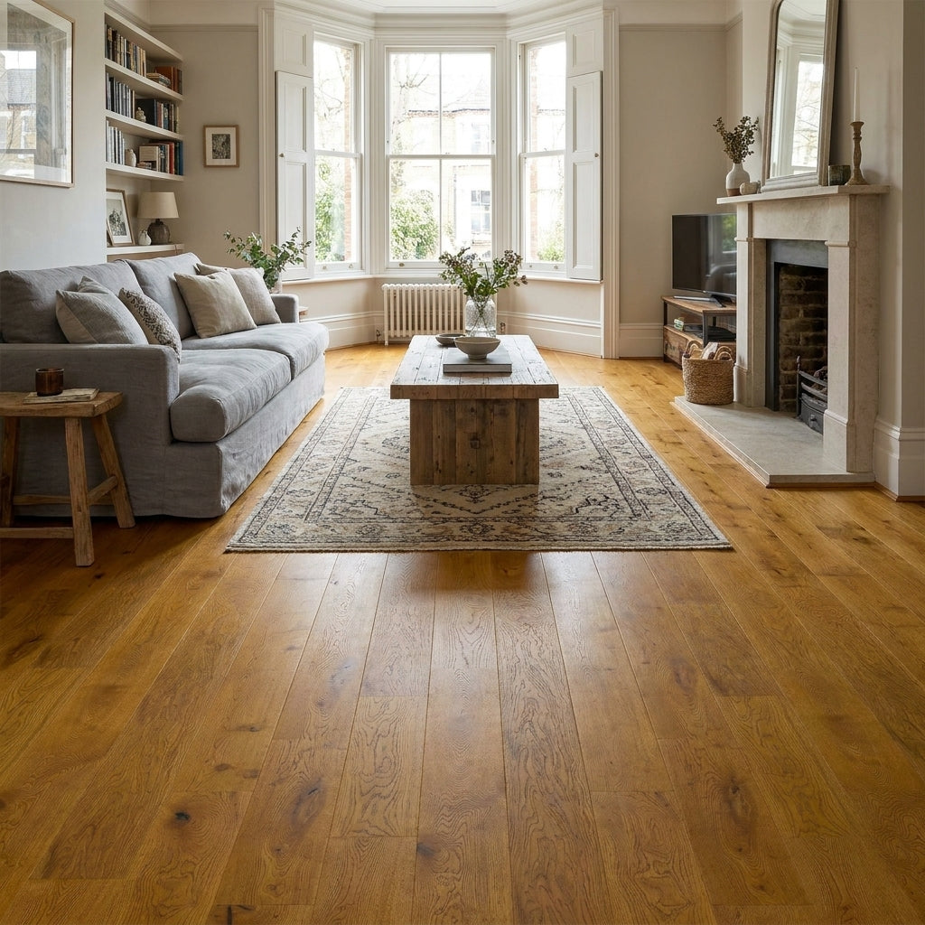 14mm Thick Golden Oak Engineered Wood Flooring, UV Lacquered Finish