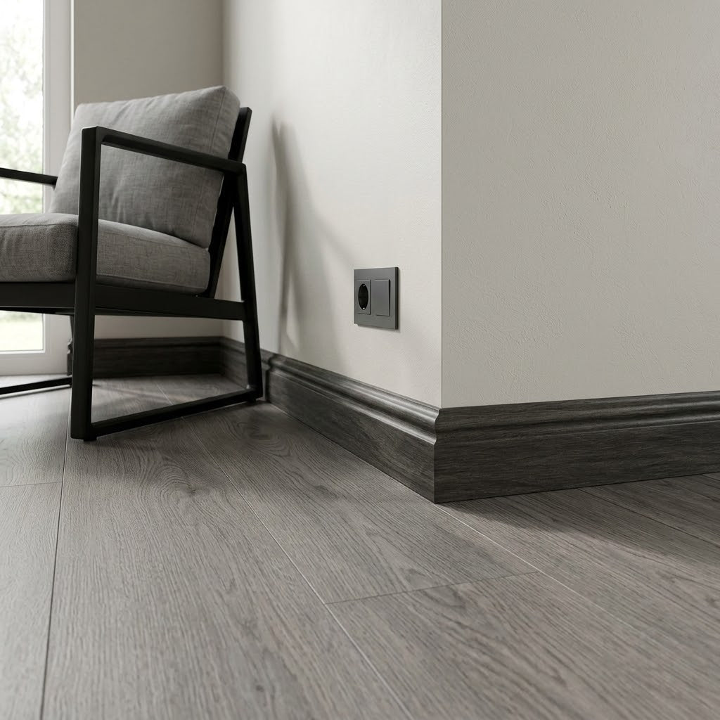 2.4m Dark Grey Torus Laminate Skirting Board 63-116mm
