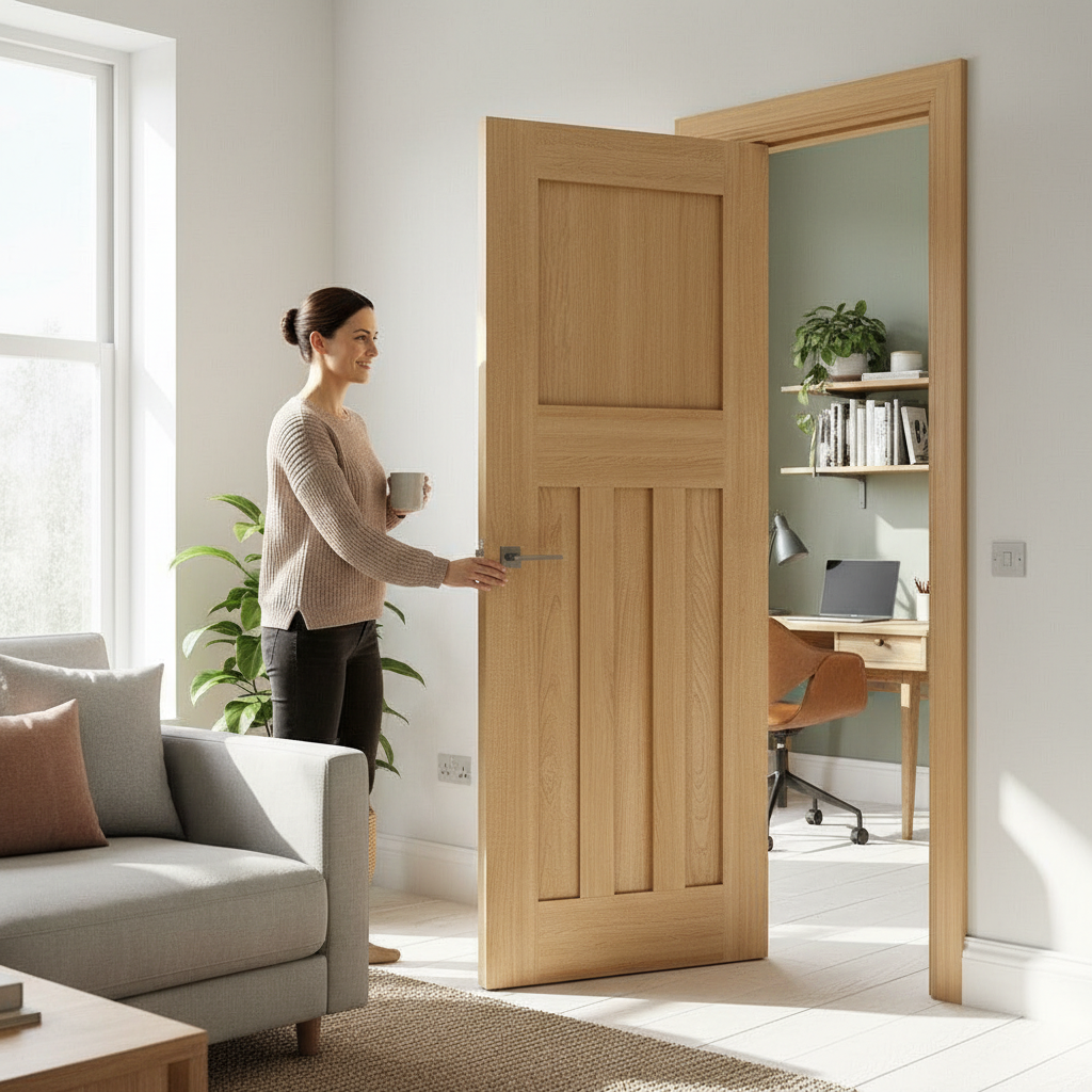 Premium Internal Oak Door with Shaker Style Design, Solid Core, and Custom Sizes Available