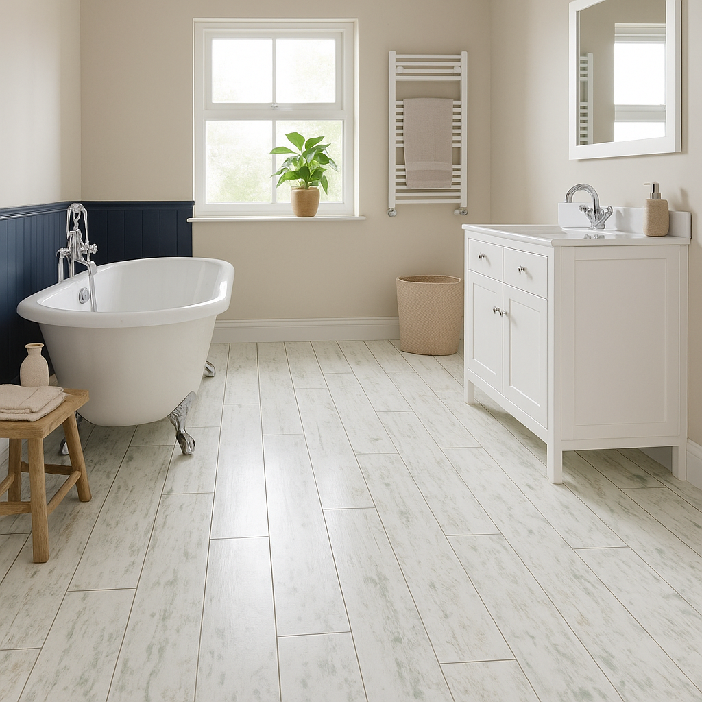 Antique White 8mm High Gloss Laminate Flooring with 4V Bevel Edge