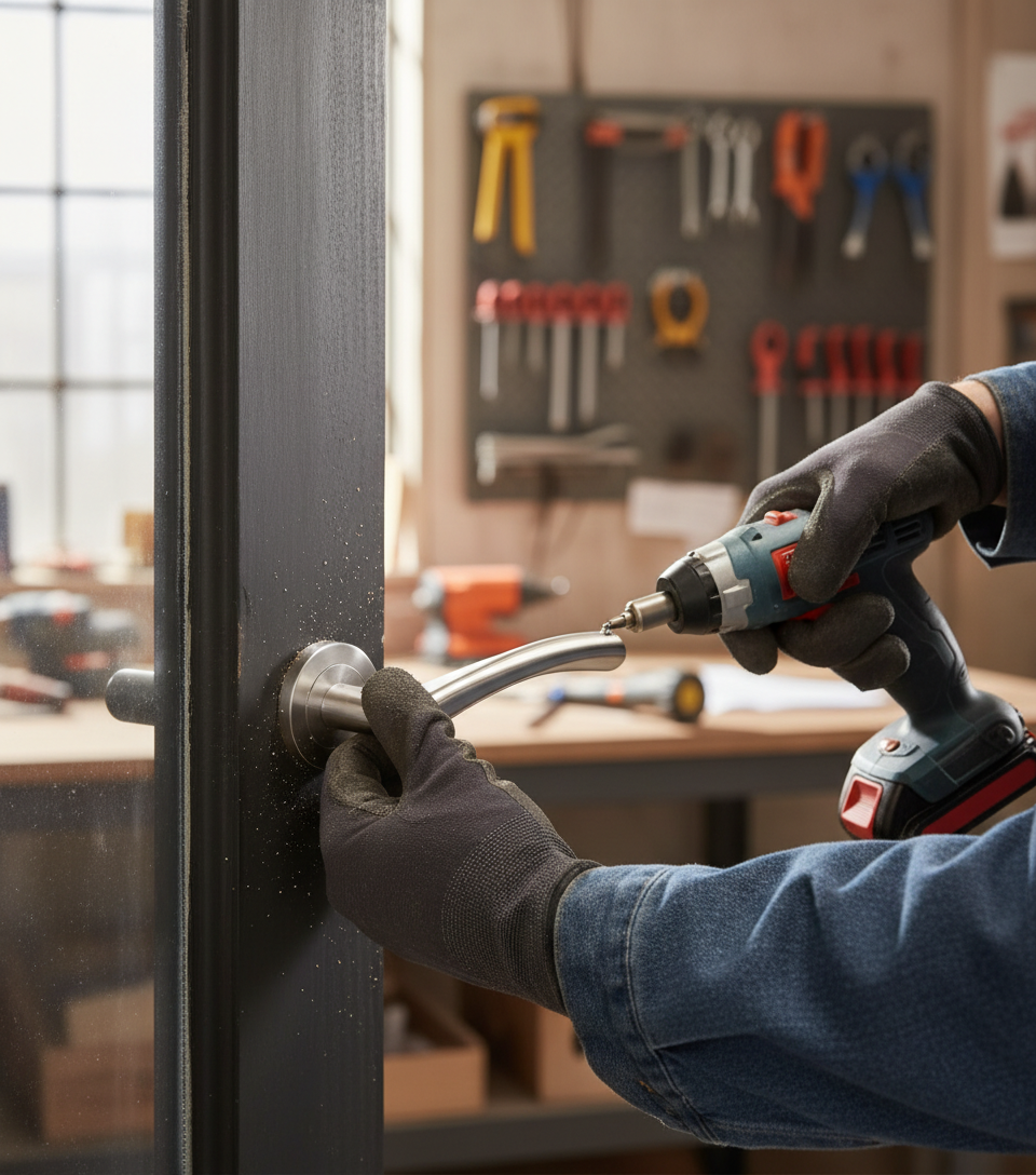 Premium Lever Door Handle on Round Rose with Curved Design and Straight Edge Finish for Modern Interiors