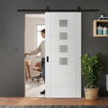 Premium White Internal Primed Sliding Door with 7 Panels and 4 Light Obscure Glass, Perfect for Modern Spaces