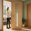 Premium Glazed Internal Door with Real Oak Veneer and Solid Core - Modern Design with Custom Size Options