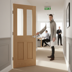 Premium Custom Made Fire Door with Half Hour Fire Rating and A-Grade Oak Veneer Finish