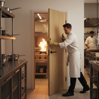 Premium Oak Fluted Fire Door with Solid Core Construction and FD30 Fire Rating for Elegant Interior Design