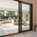 Premium 9ft Grey Aluminium Inline Sliding Doors with Multi-Point Locking and Thermally Efficient Double Glazing