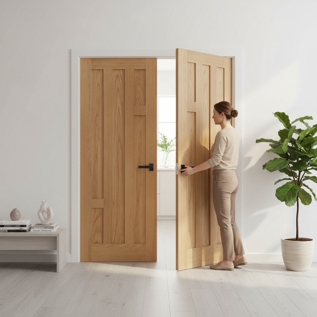 Premium Internal Oak Fully Finished 5 Panel Pair Door - Modern Elegance with Door Pair Maker and 35mm Thickness