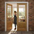 Premium Oak French Doors with Bevelled Glass and Engineered Construction for Enhanced Stability and Aesthetics