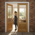 Premium Oak French Doors with Bevelled Glass and Engineered Construction for Enhanced Stability and Aesthetics