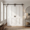 White Primed Victorian Shaker 4 Panel Bypass Sliding Internal Door