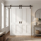 White Primed Victorian Shaker 4 Panel Bypass Sliding Internal Door