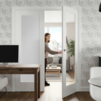 Premium Offset French Doors with Clear Glazed Demi Panel - Customizable Sizes and Configurations for Unique Room Dividers