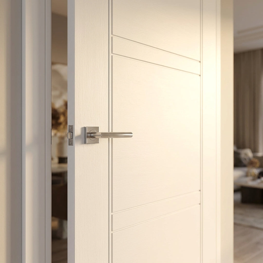 Internal White Trent Door, Primed Finish, Semi-Solid Core, 30mm Thickness - detail view