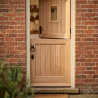 Solid Pine External Stable Door with Clear Glass, Unfinished Design - detail view
