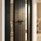 Internal Black French Door with Fully Finished Oak and Clear Glass 1 Light - detail view
