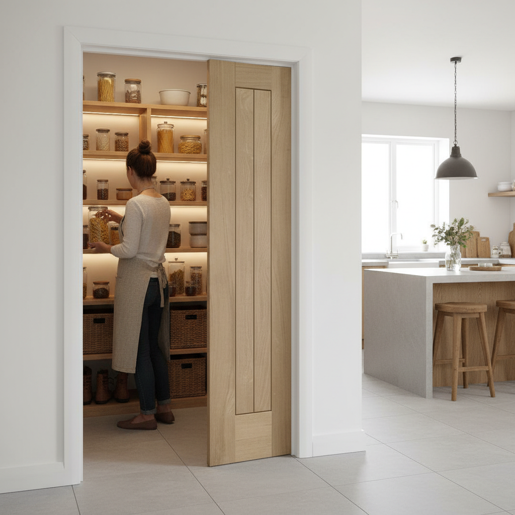 Premium Bi-Fold Oak Door with Engineered Construction for Strength and Stability, Ideal for Limited Space Areas