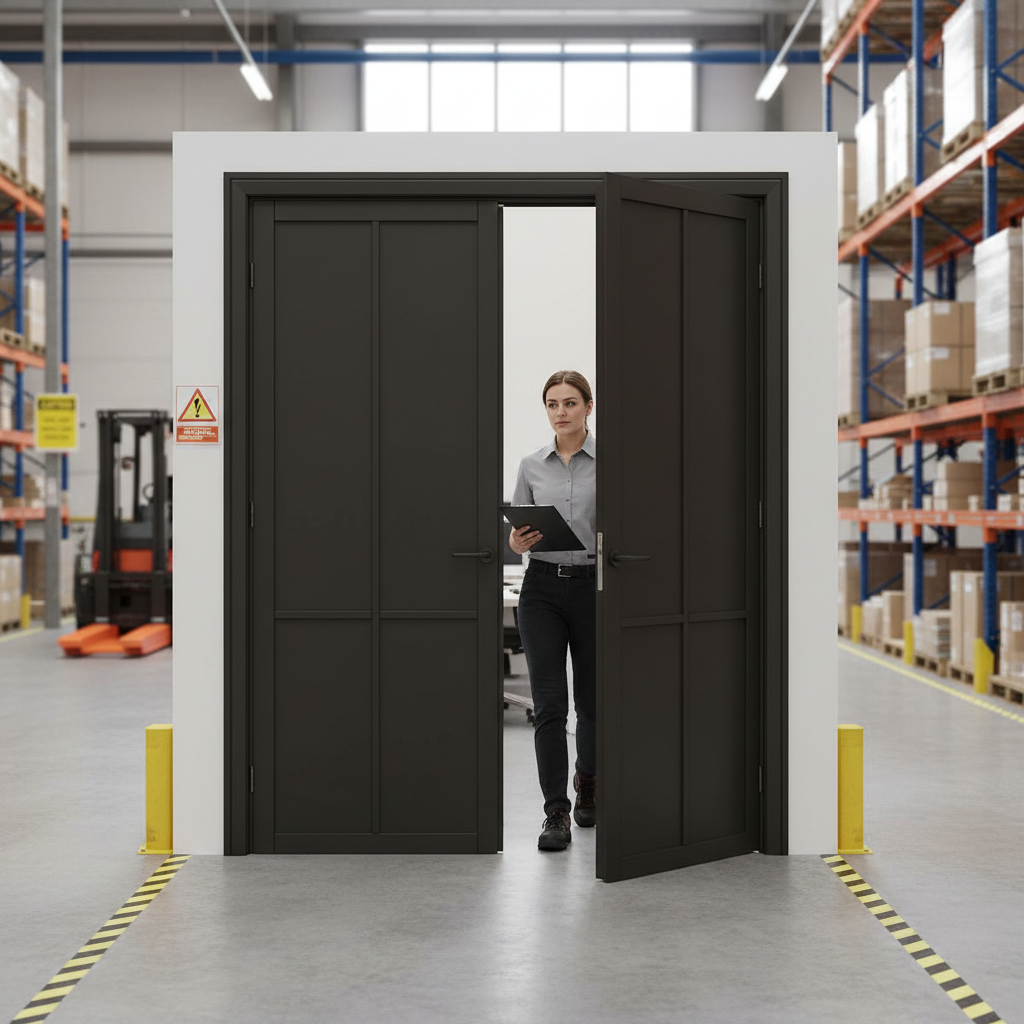 Premium Industrial Style 4-Panel Internal Door Pair with Solid Engineered Core and High-End Finish