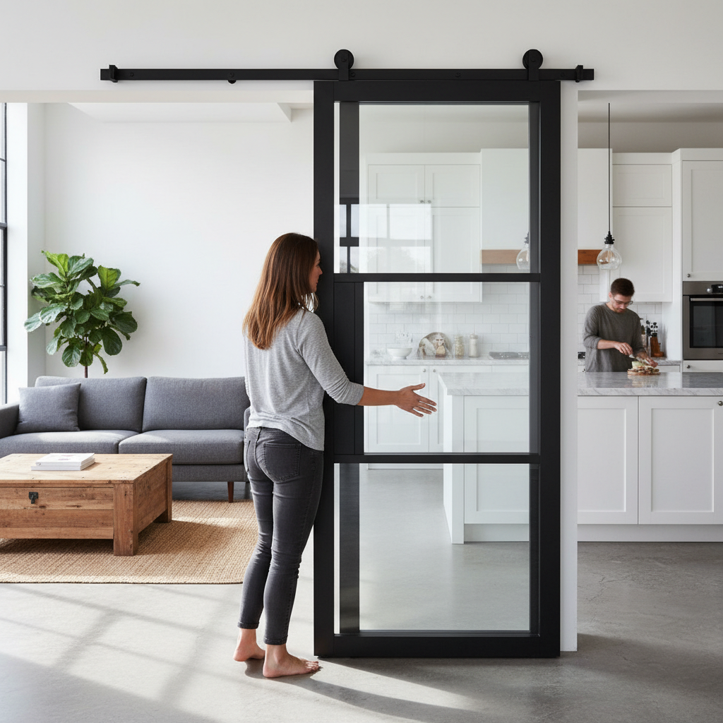 Premium Clear Glazed Door with Top Hung Sliding Track System - Ideal for Barn Conversions and Unique Home Features