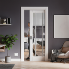 Premium White Primed Internal Pocket Door Set with 3 Light Clear Glass Panels for Modern Interiors - Image 2