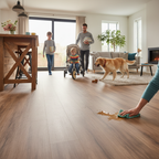 Premium 8mm Embossed Laminate Flooring in Khaki Oak - Water-Resistant and Durable for High-Performance Environments
