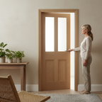 Premium Oak Flat Panel Door - Vintage Style, Solid Core, Eco-Friendly Construction with 10-Year Guarantee