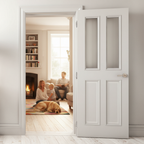 Premium Internal Clear Glazed Door with Traditional Four Panel Design and Solid Core for Durability