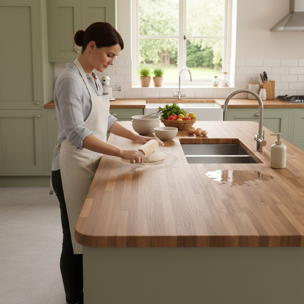 Premium Rounded Edge Laminate Worktop 3000mm x 600mm x 38mm - Elegant Walnut Effect for Kitchens - Image 2
