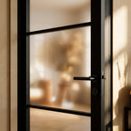Internal Jet Black Door with 3 Light Obscure Glass, Fully Finished - detail view
