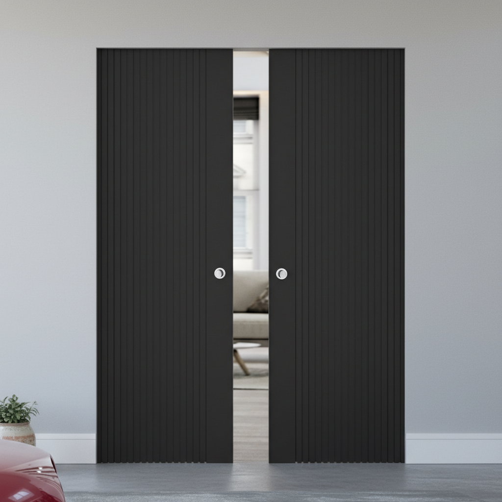 Premium Flush Pocket Door System with No Bottom Track and Disappearing Design for Modern Spaces