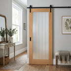 Internal Oak Sliding Door Fully Finished 1 Light Obscure Clear Glass