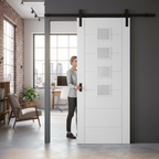 Internal Sliding Door Set with 4 Light Obscure Glass Panels - Minimalist Design for Modern Interiors - Image 2