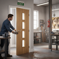 Premium Cottage Style Glazed Fire Door with Solid Core and Custom Sizes - High-Quality Professional Grade for Industrial and Commercial Applications
