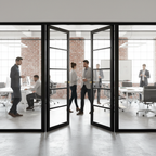 Premium Industrial Style Clear Glazed Double Doors with Solid Core and Safety Glass - Prefinished Black 5L Design