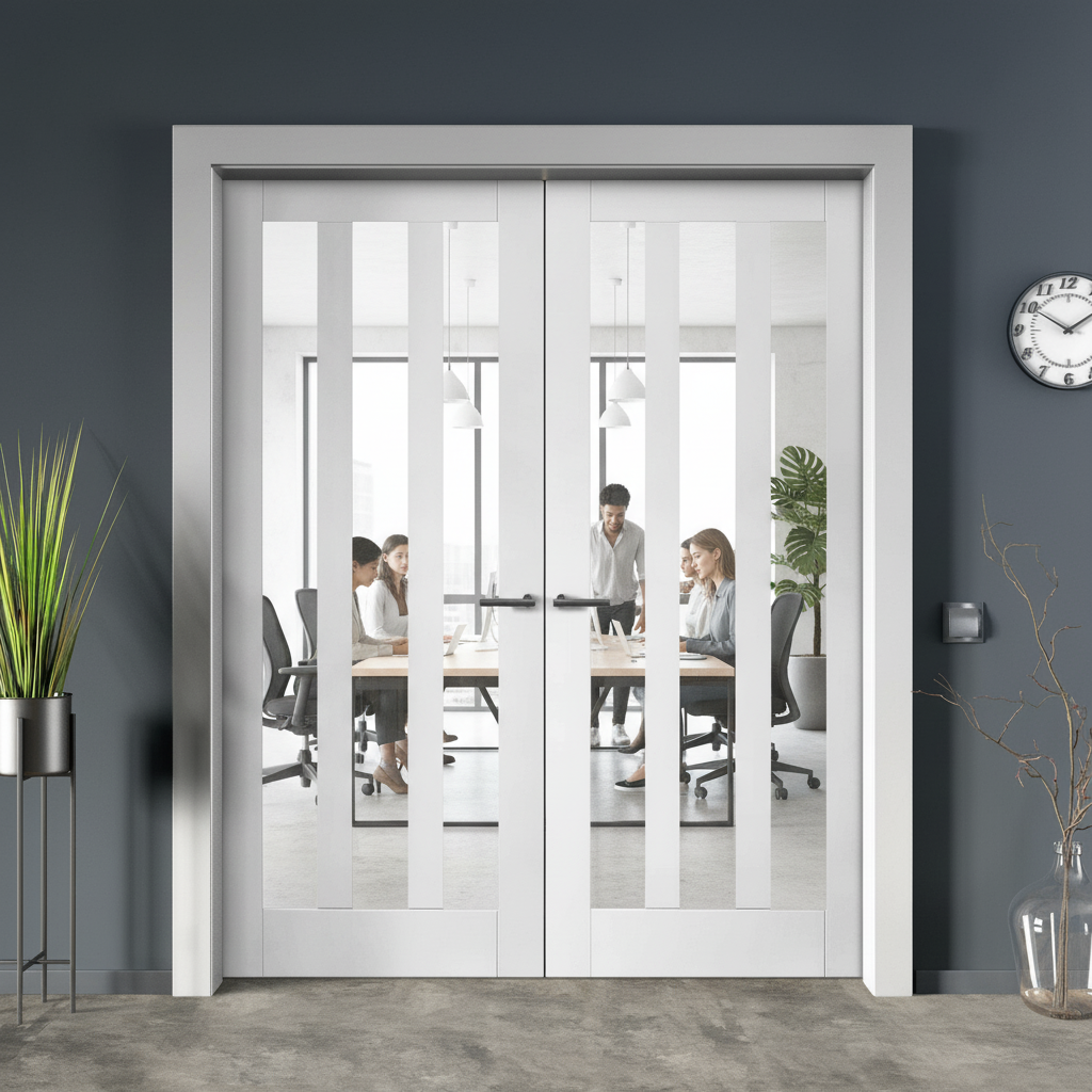 Premium Internal White Primed 3 Light Glazed Pair Door for Contemporary Living Spaces