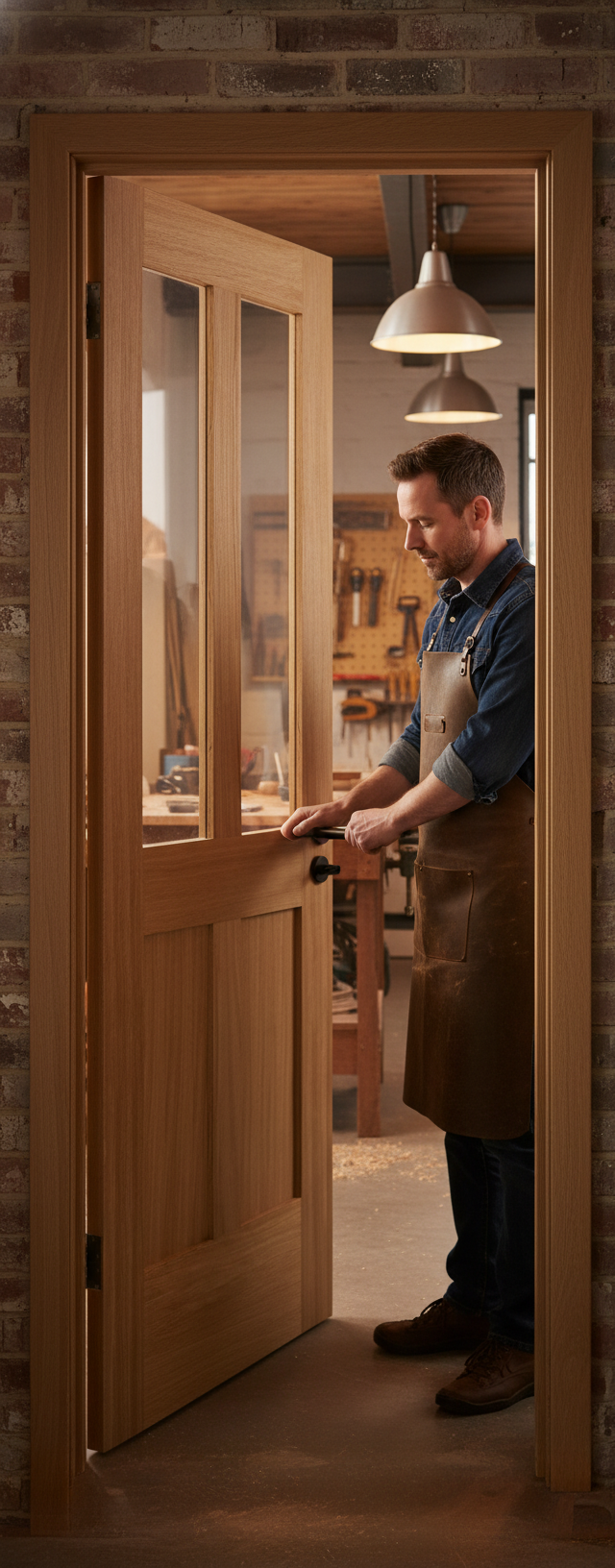 Premium Oak 2 Panel Glazed Fire Door - Solid Core, Unfinished with Clear Toughened Glass