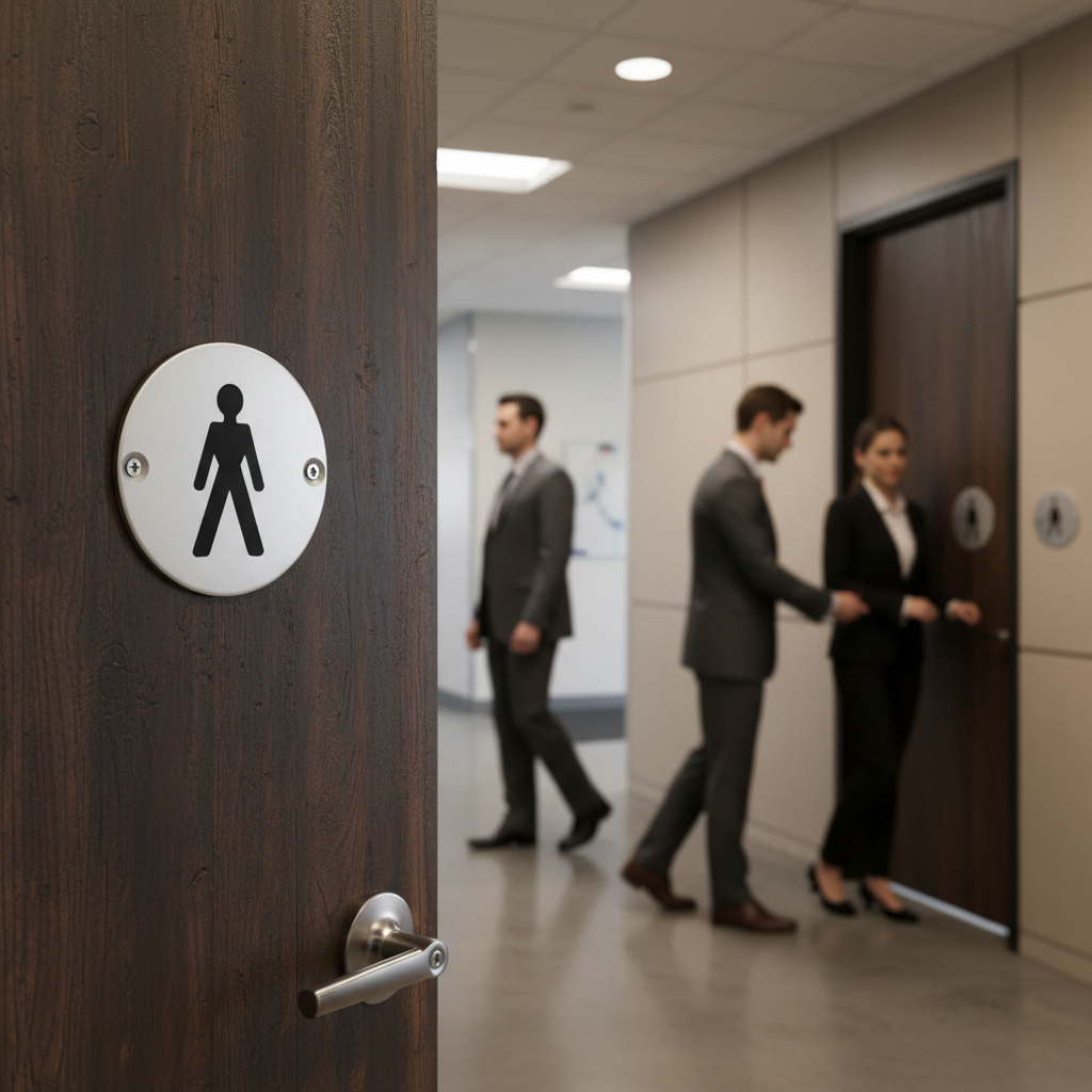 Premium Male Symbol in Satin Stainless or Bright Stainless Steel Finish with Screws, Ideal for Commercial Projects