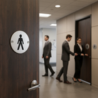 Premium Male Symbol in Satin Stainless or Bright Stainless Steel Finish with Screws, Ideal for Commercial Projects