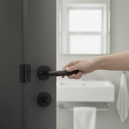 Round Rose Lever Door Bathroom Handle Set with Matt Black Finish and Privacy Bullet Latch for Enhanced Style and Security...