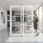 Premium 3L Clear Glazed Industrial Style Door Pair with Solid Softwood Core and Pocket Door Compatibility