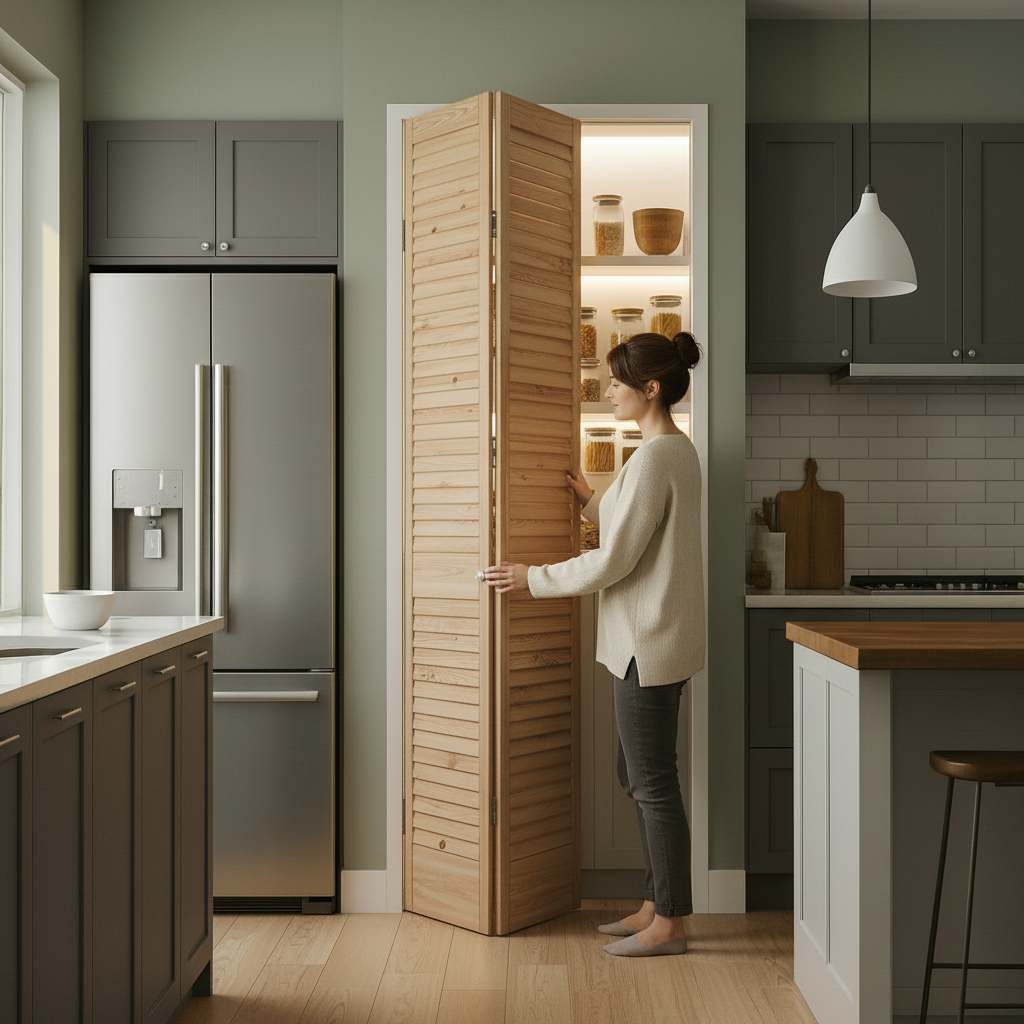 Premium Clear Pine Internal 28mm Open Louvre Bi-fold Door Set with Ventilation and Customizable Finish - Image 2