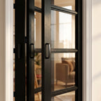 Internal Bifold Door, Jet Black, Fully Finished, 4 Light Clear Glass - detail view