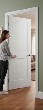 Premium White Primed Flat Panel Internal Door with Engineered Construction and Solid Core for Strength and Stability