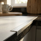 Self-Adhesive Stair Nosing Door Profile - Polished Silver 900mm x 24.5mm - detail view
