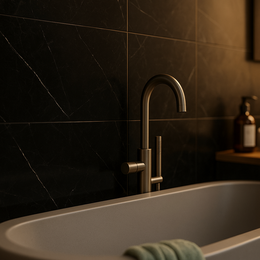 Black Marble SPC Wall Panelling 4mm High Gloss Finish 778x389mm - detail view