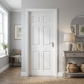 Internal White FD30 Fire Door Fully Finished Textured 6 Panel Moulded
