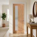 Oak Internal Door Unfinished with Obscure Toughened Glass, Solid Core