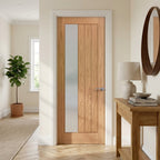 Oak Internal Door Unfinished with Obscure Toughened Glass, Solid Core