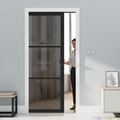 Premium Tinted Glazed Pocket Door Set with Adjustable Frame and Durable Steel Construction